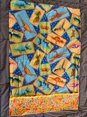 Colorful Dinosaur Print Pillowcase - Blue, Yellow, Orange